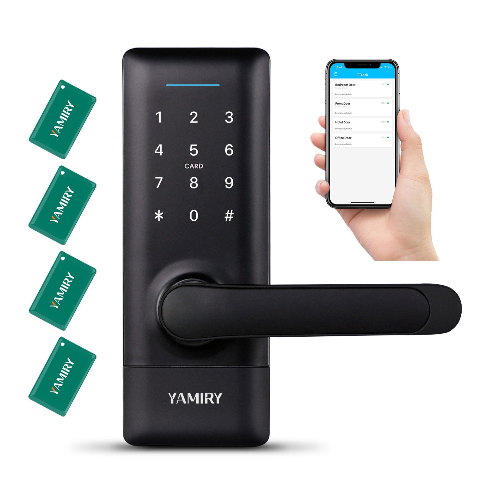Smart Lock With Key Smart Lock, Yamiry Keyless Entry Smart Door Lock for Front Door, Digit ...