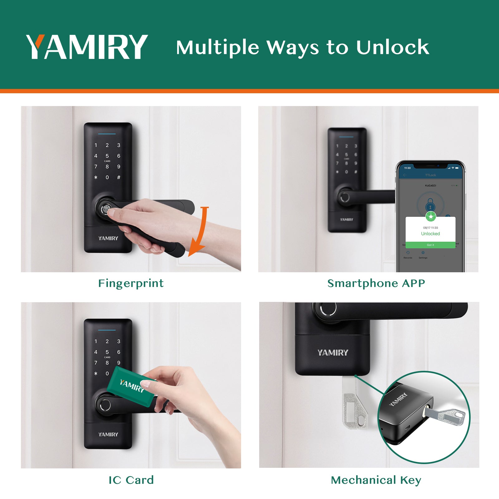YAMIRY Smart Handle Lock H1B Black