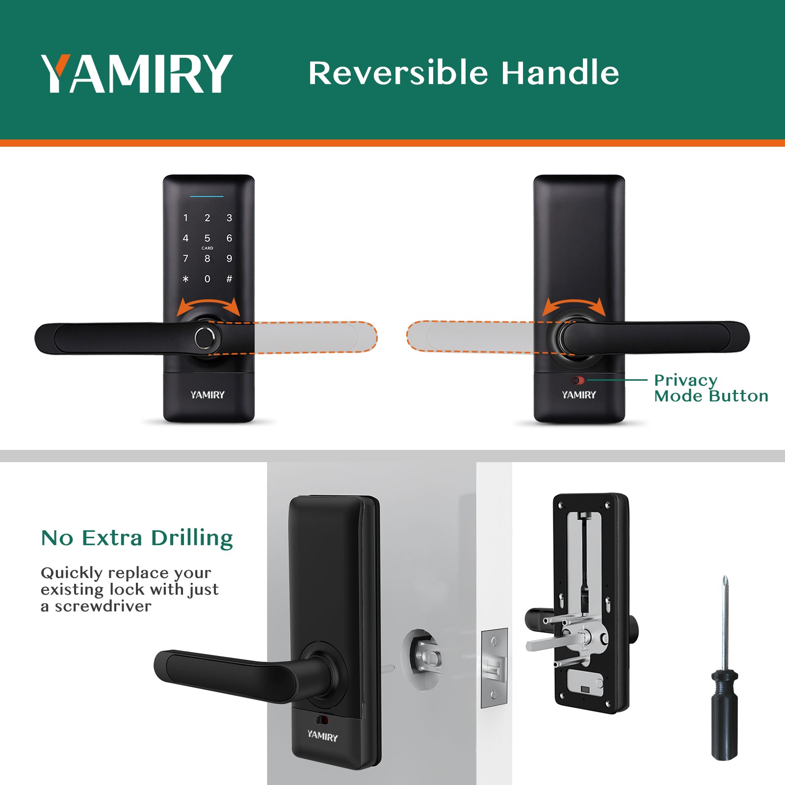 YAMIRY Smart Handle Lock H1B Black