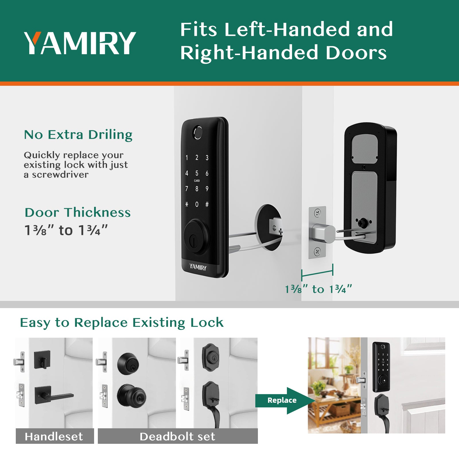 YAMIRY Smart Deadbolt Door Lock T1B