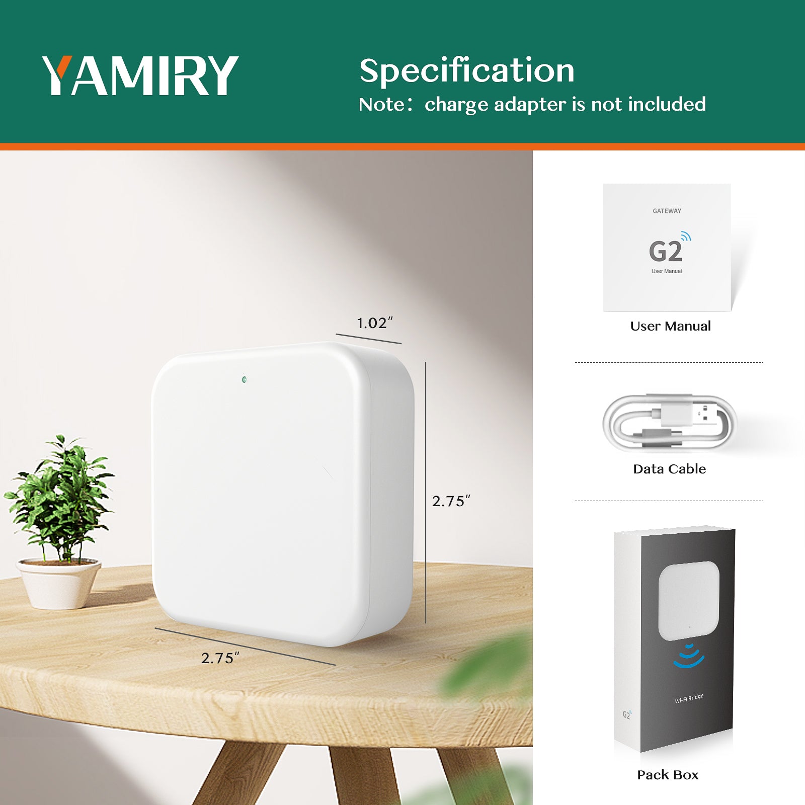 Yamiry Gateway , WiFi Gateway Works for All Yamiry Smart Locks,Remotely Control Smart Lock ,Compatible with Alexa and Google Home（Gateway Model : G2)