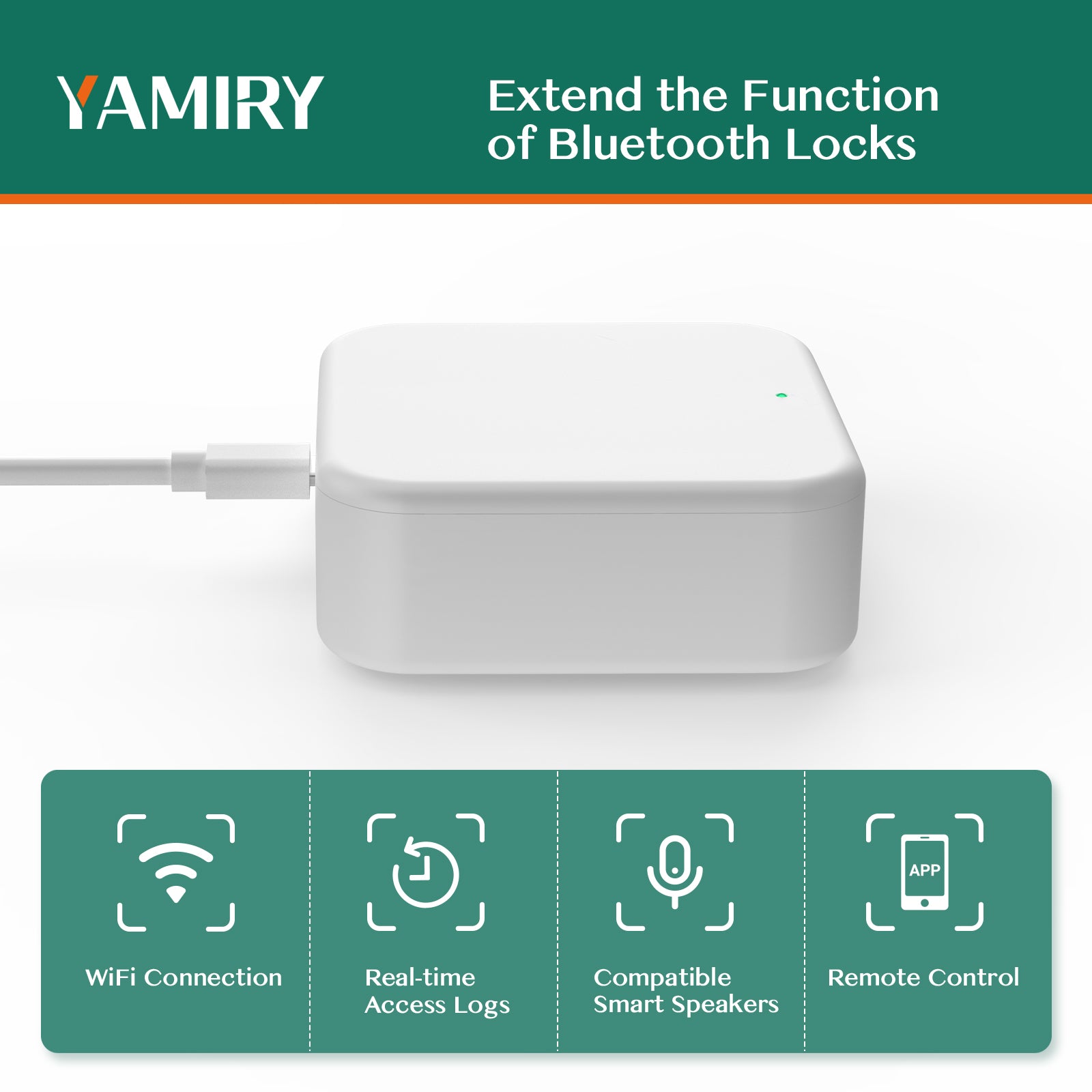 Yamiry Gateway , WiFi Gateway Works for All Yamiry Smart Locks,Remotely Control Smart Lock ,Compatible with Alexa and Google Home（Gateway Model : G2)